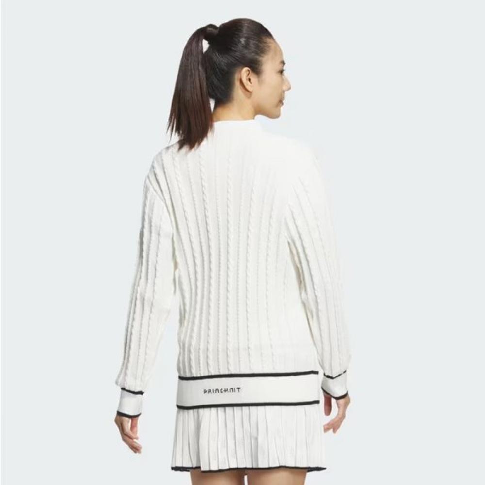 Adidas Golf Women S Knit Prime Knit Cable Pattern Cardigan In6624 White