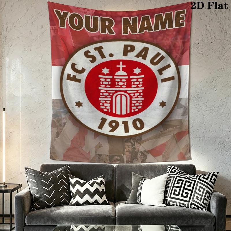 Custom Name St.Pauli Wall Tapestry Aesthetic Wall Hanging Printed Fabric Blanket Decorative Tapestries for Bedroom Living Room Home Decor