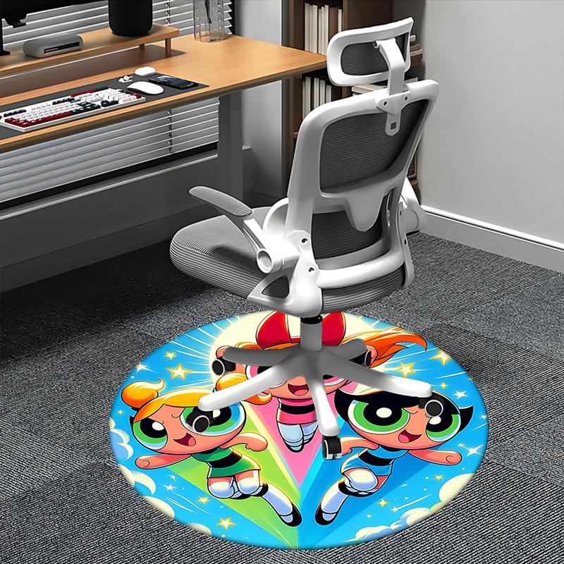 

Powerpuff Girls, Chair mat Round Rug Office carpet, Machine Washable, Non slip, Suitable for Living Rooms, Bedrooms 80cm