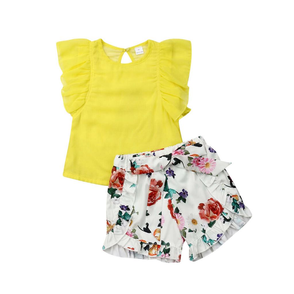 Buy Cute Kids Baby Girl Summer Clothes Sleeveless Tshirt Tops+Flower