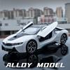 1:22 High Simulation I8 Alloy Model Supercar Diecast Vehicle Toy Kids Gift Collectible Car Indoor Desktop Ornament