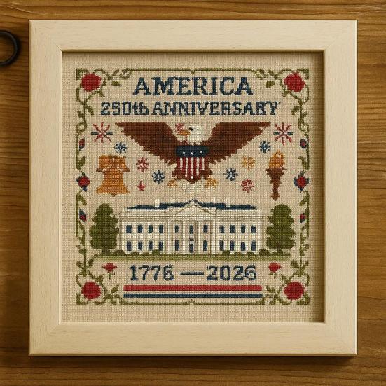 America Stitch Anniversary Cross US 250th Patriotic Cross Stitch Kit Beginner-Friendly Commemorative