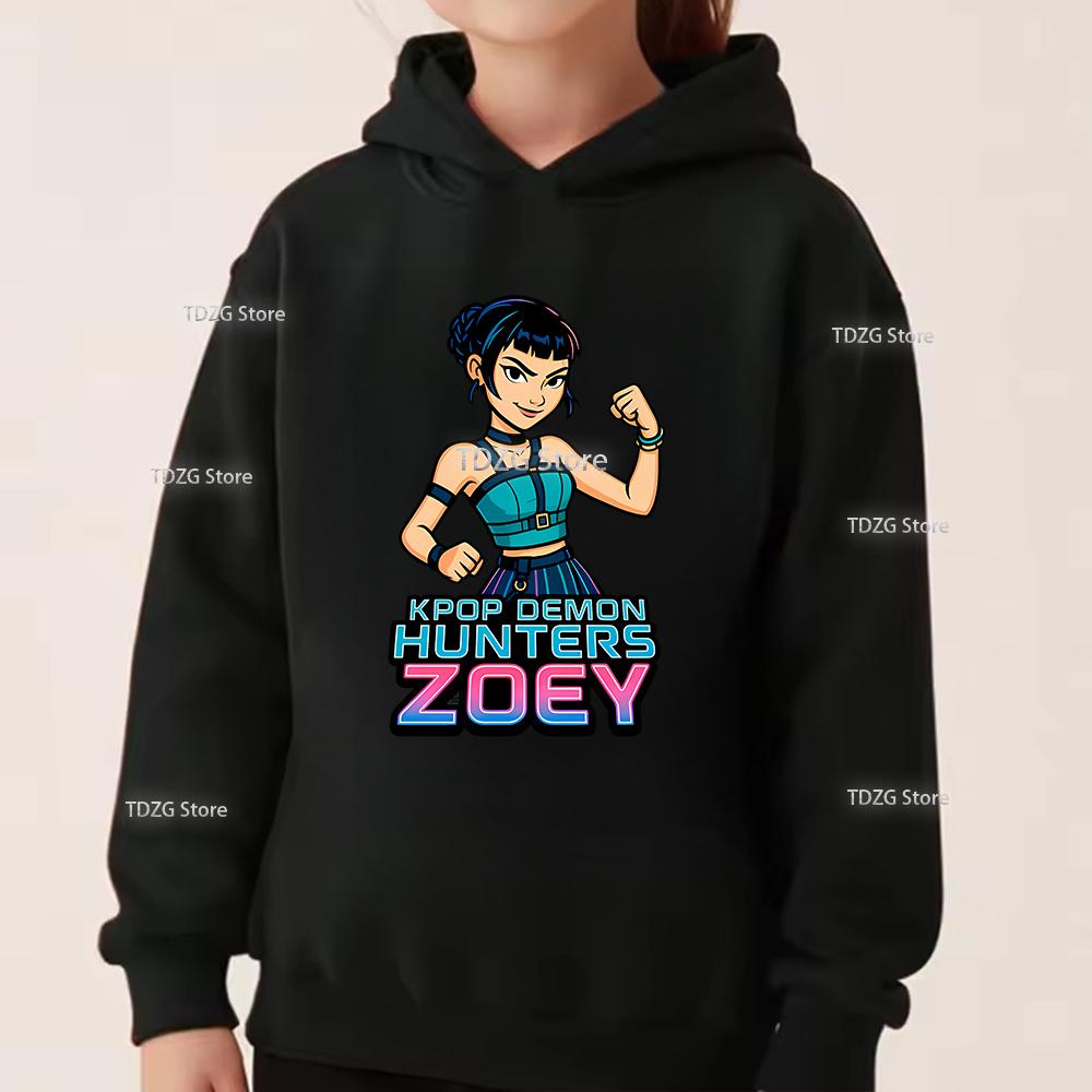 Autumn Single Girl Group KPop Demon Hunter Print Fashionable and Simple Sports Boy Girl Pullover Hoodie Children Clothing