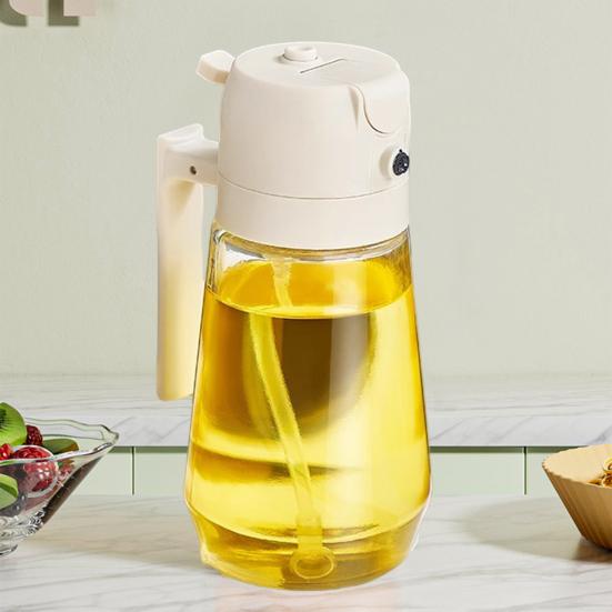 470ML Glass Oil Dispenser for Kitchen 2-in-1 Olive Oil Sprayer Bottle Leak-proof Oil Sprayer for Cooking BBQ Salad Baking