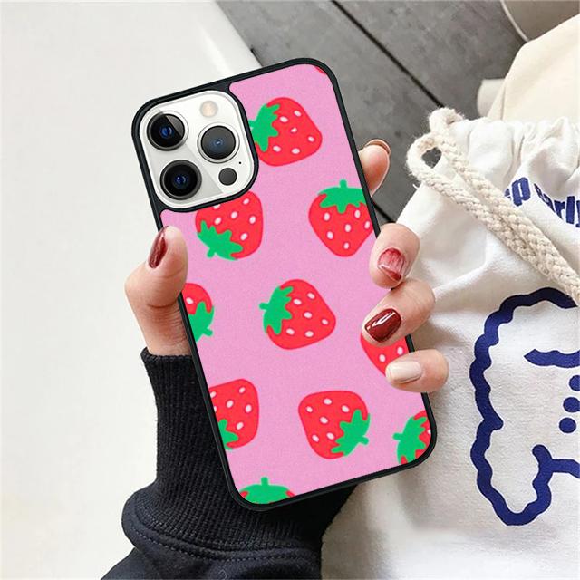 Pink Strawberry Pattern Coque Shell For iPhone 17 Air 15 16 14 13 12 Pro Max 11 Pro Max Plus Phone Case Cover