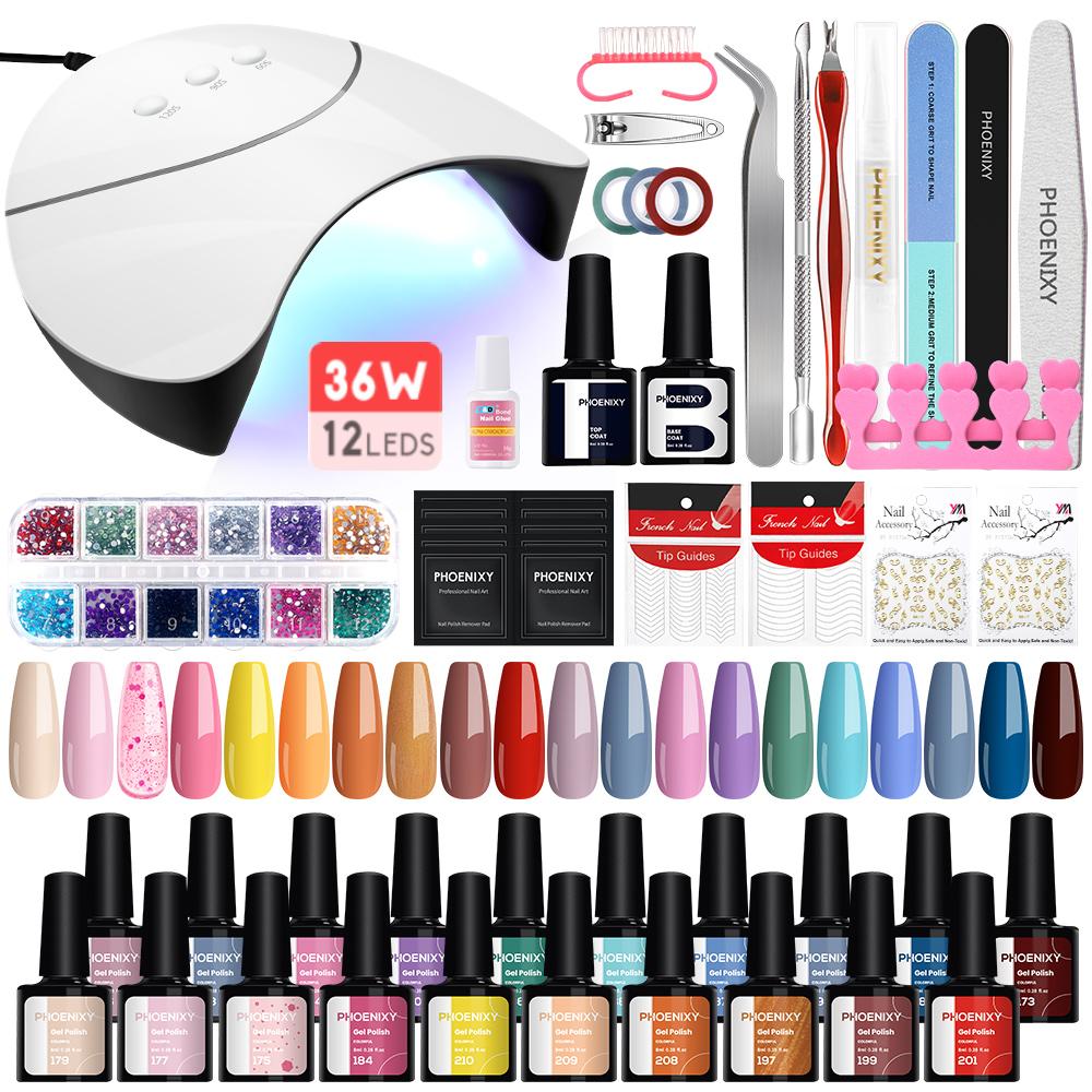 

PHOENIXY Набір для манікюру Сушіння нігтів 20 видів Набір лаків для нігтів з лампою для нігтів Акриловий набір Інструменти для нейл-арту Інструменти для нігтів set 05