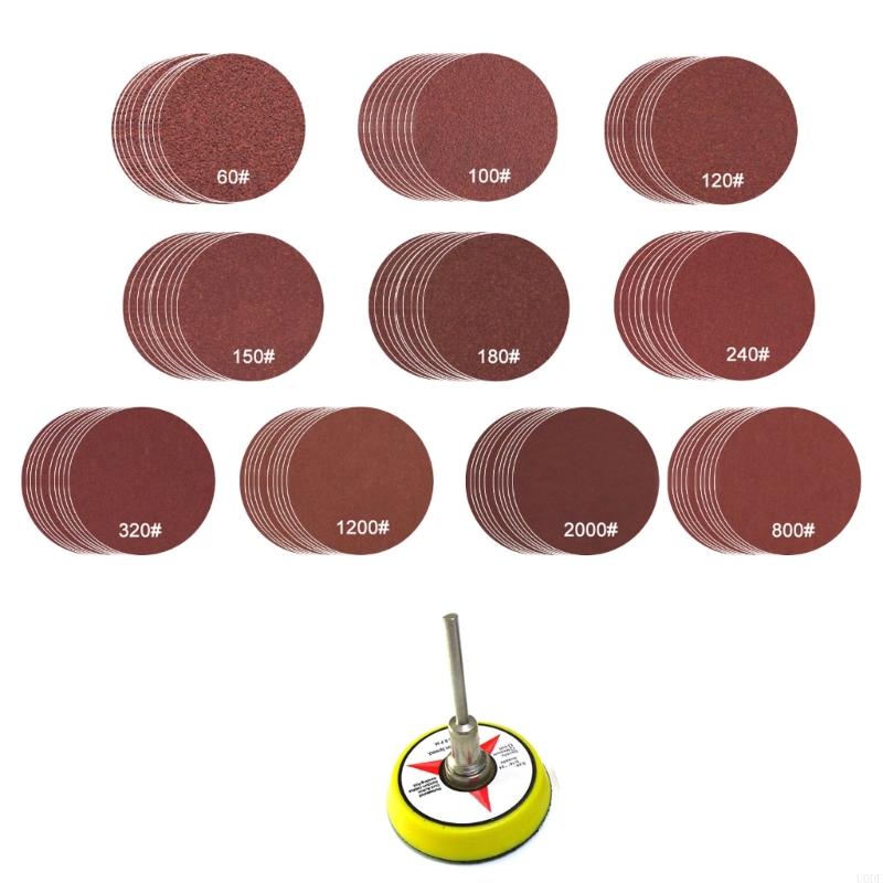 52/102Pcs Sandpaper 60-2000 Grits Hook Loop Sand Paper Abrasive Polishing
