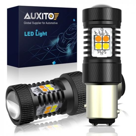 2X 1157 Switchback LED Turn Signal Parking DRL Light Bulb Super White Yellow EOA