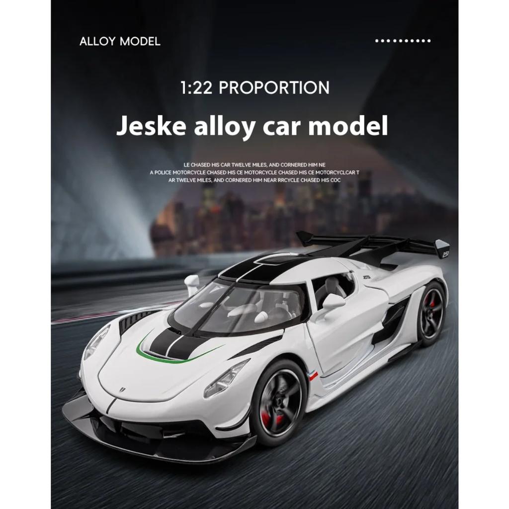 1/22 Metal Die Cast Koenigsegg JESKO Supercar Model Racing Gift Boy Simulation Sound and Light Retraction Collection Ornaments