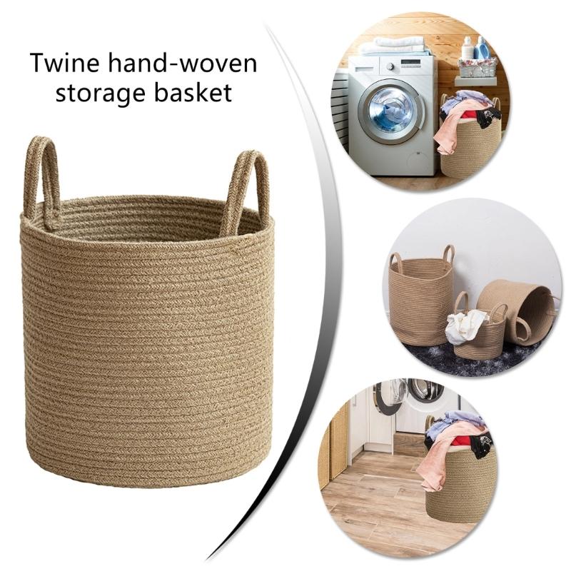 Spacious Handwoven Cotton Rope Basket Delicate Cotton Rope Large Woven Basket Versatile Home Organization Stand Holder