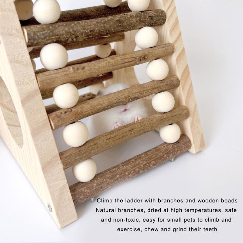 Exercise Climbing Ramp Wood Hamster Hideouts Climbing Toy With Natural Cool for Hamsters Small Pet Cage Enrichment