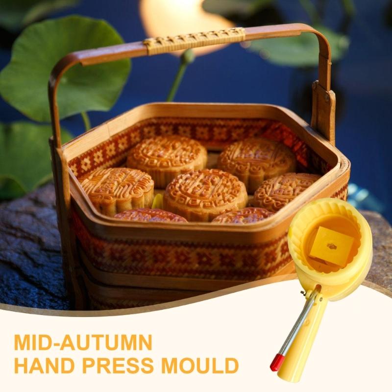 Ice Skin Mooncakes Mold with Stamp ABS Plastics Pastry Mold Dessert Baking Moulds Hand Press Chinese Moon Cake Mold