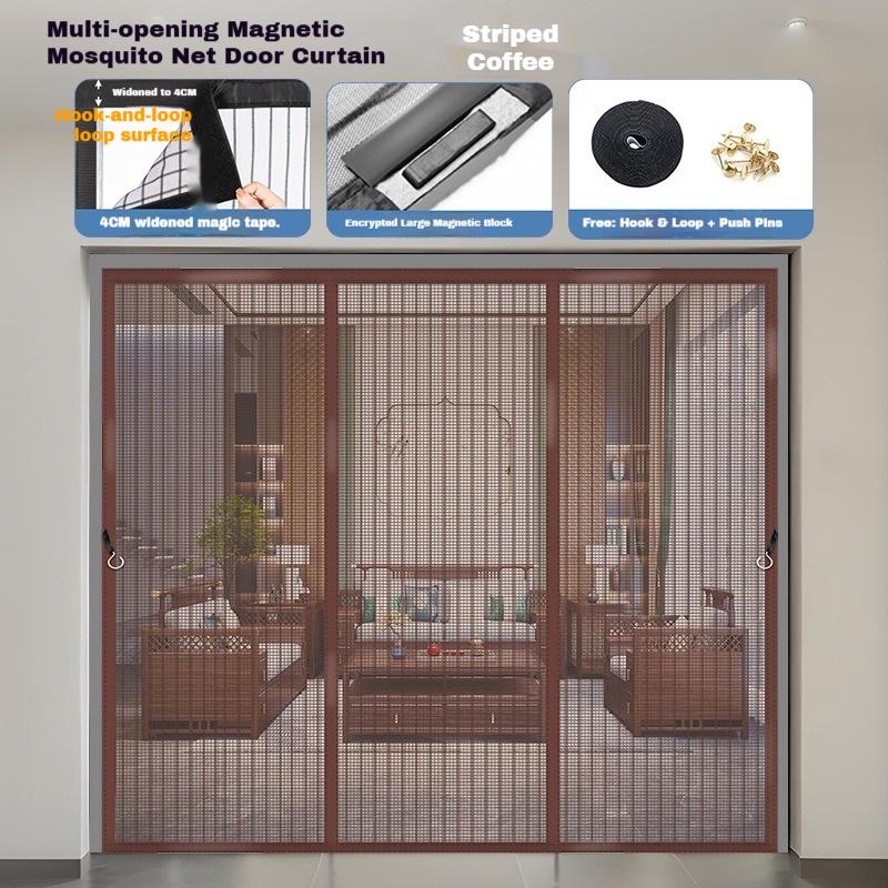 Magnetic Door Screen White Mosquito Net Customized Size Summer Insect Automatic Closing Suitable for Large Sliding Glass