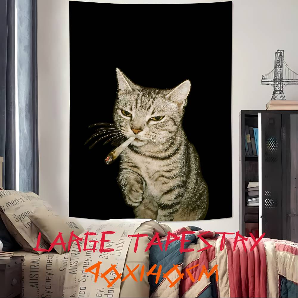 Cool Fashion Funny Cool Cat Tapestry Decoration Bedroom Dormitory Background Cloth Holiday Home Party Living Room Club Tapestry