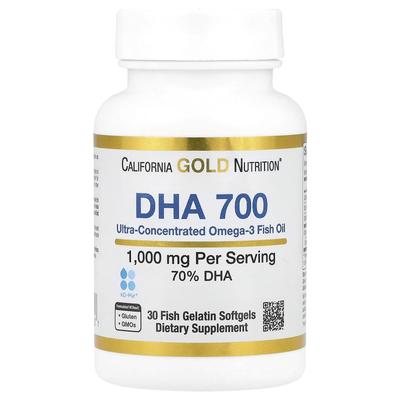 Dha 700 Fischöl, Hochkonzentriert, 1.000 mg, Fischgelatine-Weichkapseln 30