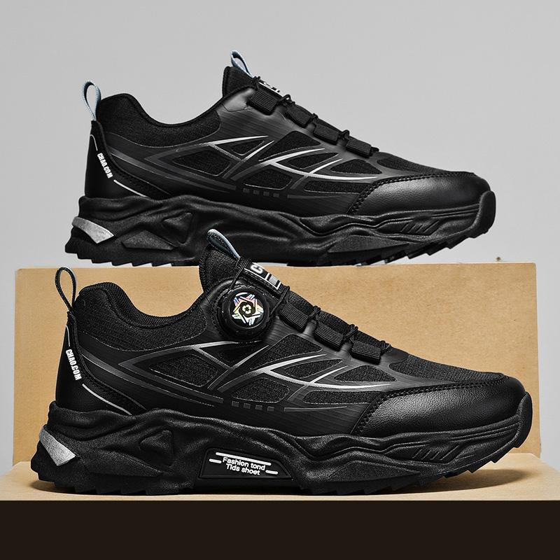 

2025 new summer men s shoes versatile rotating button lace-up sports shoes teen men outdoor trendy shoes men 44 чёрный