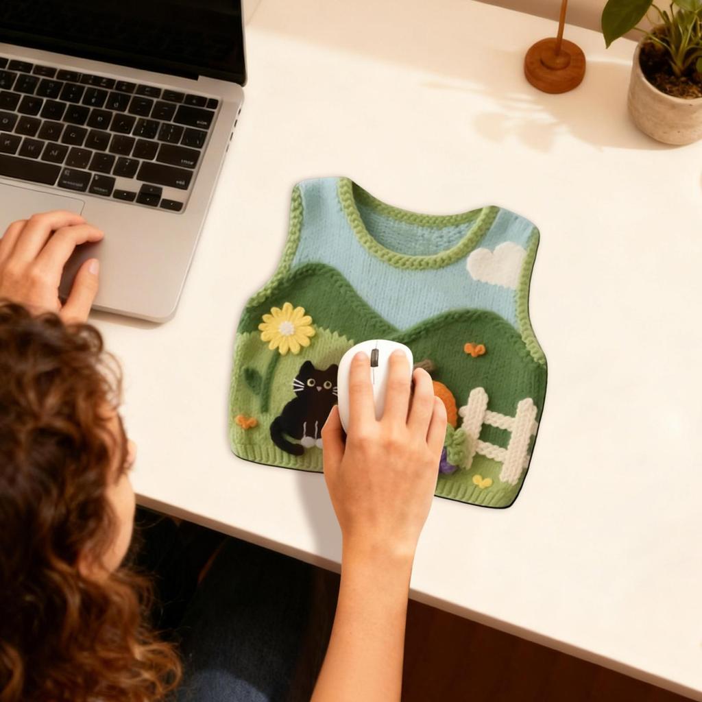 Mouse Pads For Desk Cute Knitted Sweater Vest Design Rug Cute Aesthetic Mouse Placemat For Desktop Home Decor Laptop Men Women