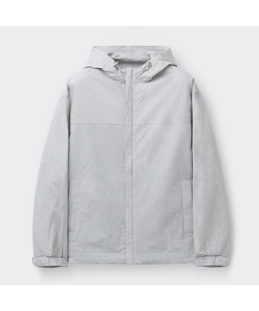 Customellow Gray Dyed Fabric Hood Jacket C9Uam26112Gyl