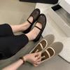 2025 Spring and Autumn New Fashion Versatile Flat Bottom Round Head Fashion Mesh Breathable Light Mouth Black Single Shoes Grandma