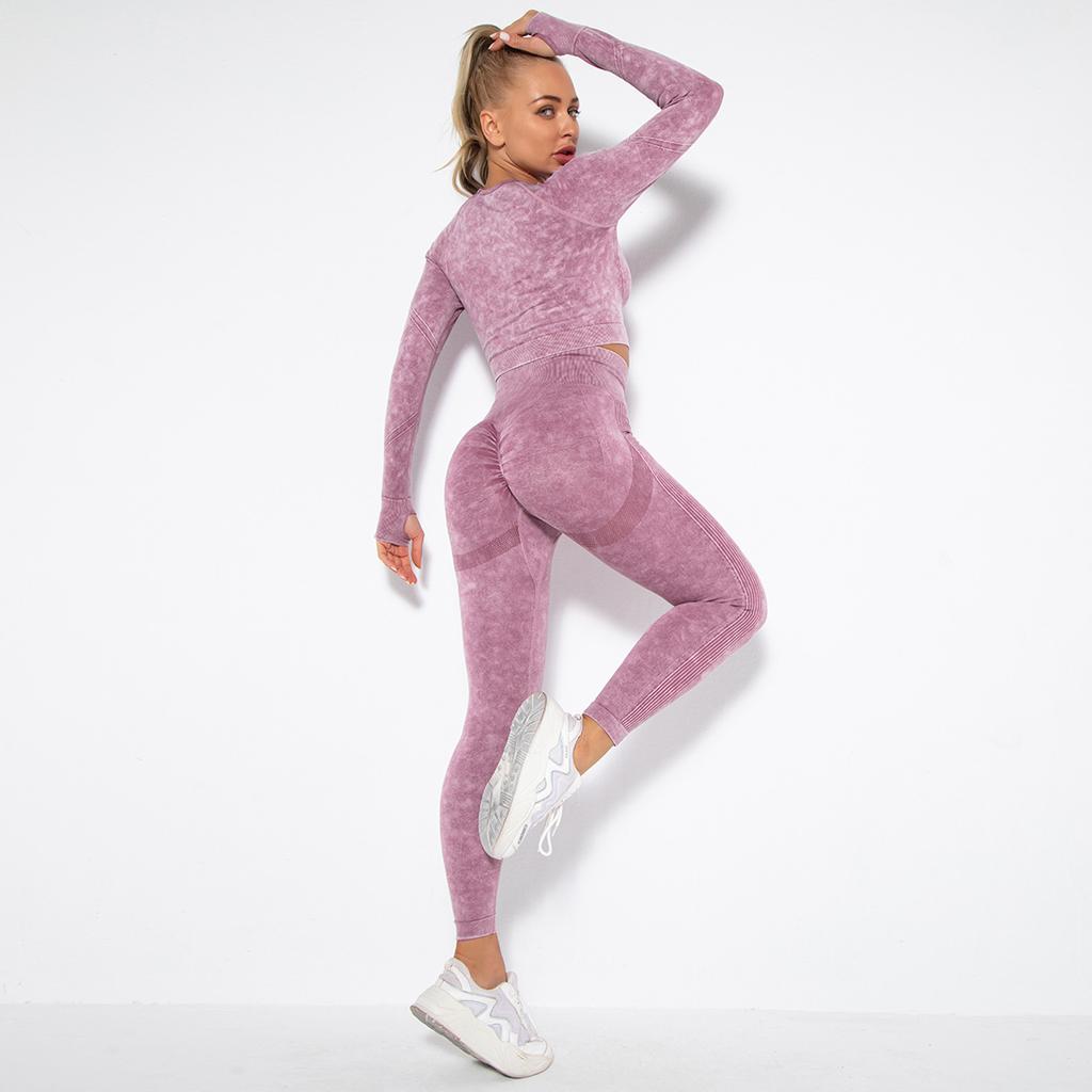 New Seamless Washable Smiling Yoga Suit Set For Outdoor Sports And Fitness, Sexy Curvy Buttocks Yoga Two-Piece Set For Women