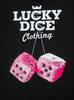 Men's Black/Pink Lucky Dice Front Truck Short Sleeve Boxy T-Shirt M