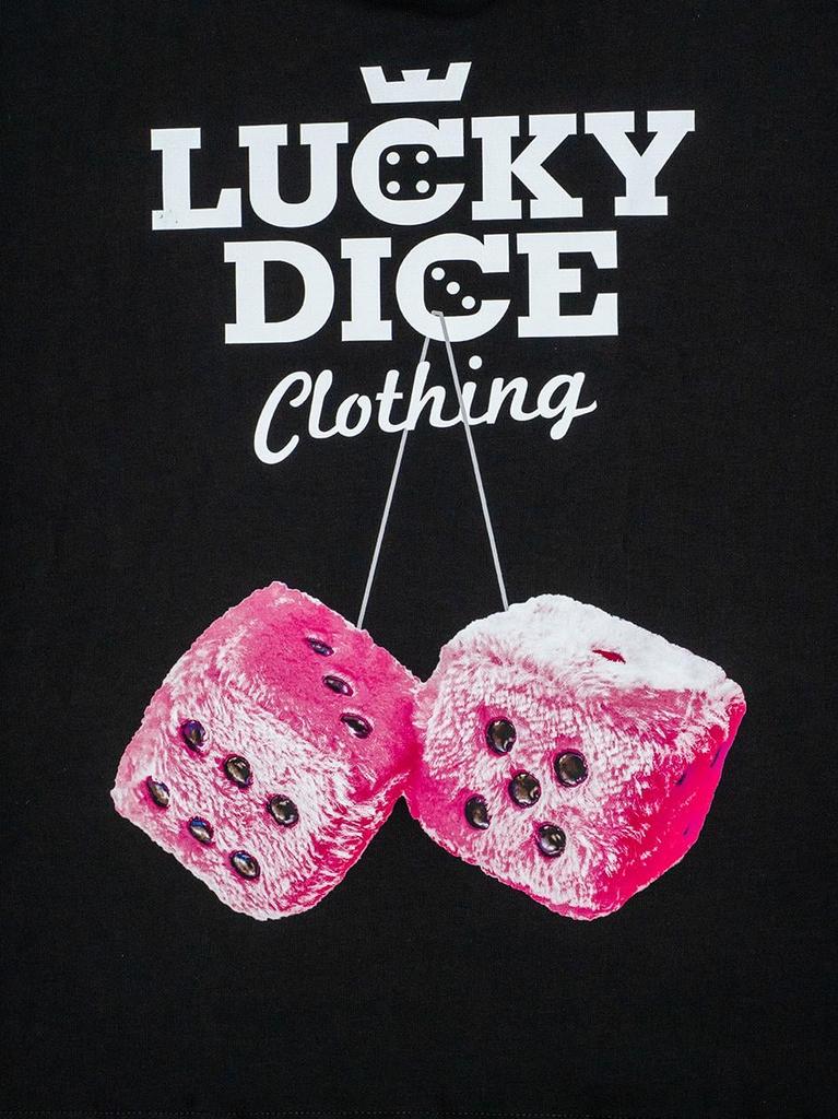 Men's Black/Pink Lucky Dice Front Truck Short Sleeve Boxy T-Shirt M