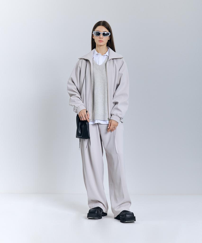 Ironyporno Whiteline 86-Iro255 Curved Blouson Jacket Light Grey