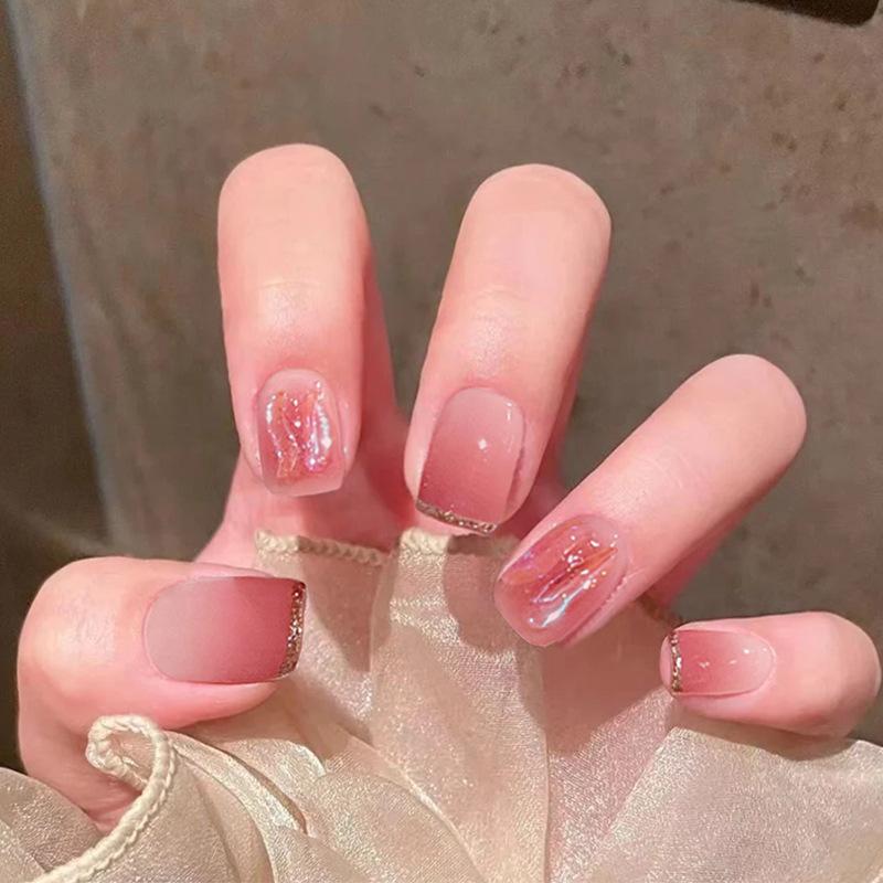 24Pcs Gradient Long Ballet Press On Nails With Glue Full Cover Acrylic False Nails Artificial Manicure Tips