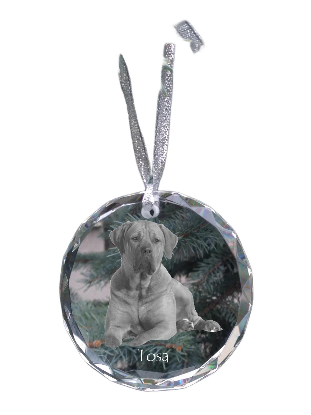 

Tosa Inu, Tosa-Ken, Japanese Mastiff - crystal bauble with a photo, dog photo in crystal, personalized Christmas tree ornament by Art-Dog brand