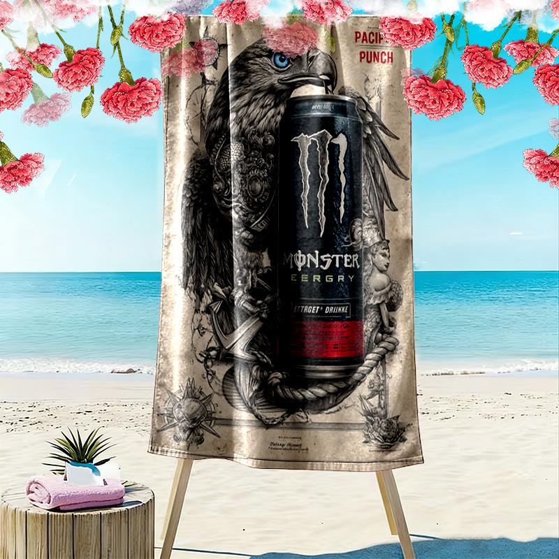 Monster Energy Drink Up Adventures Beach Towel Portable For Travel Beach Towel For Vacation Photos Absorbent Bath Towel Quickdrying Swim Towel