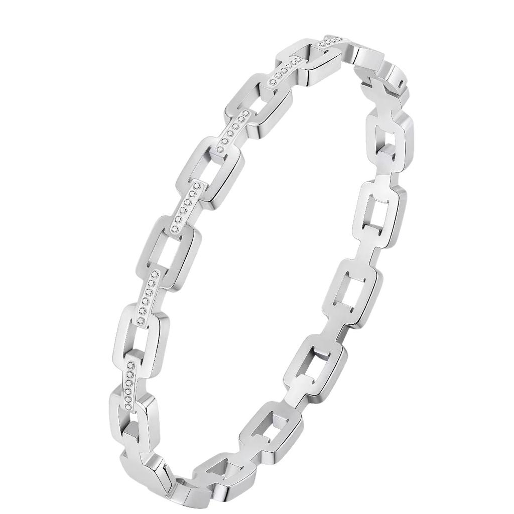 Square stainless steel zirconia ladies' bracelet clasp fashionable wristband jewelry