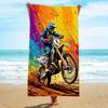 Large 80x160cm Motocross Beach Towel Waterproof Pool Blanket Vibrant Summer Bike Print Beach Accessory