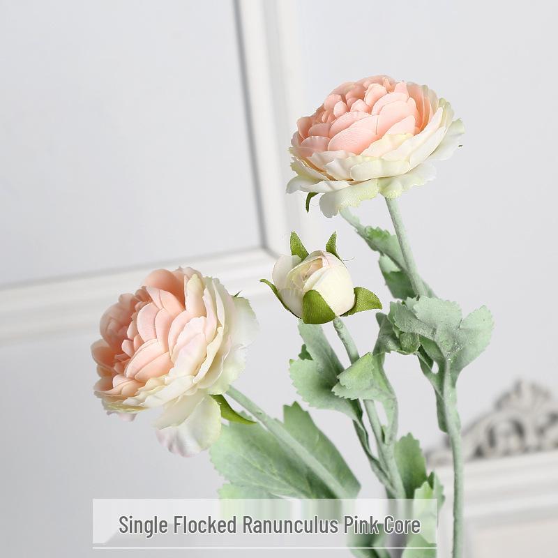 European Flocked Peony with Dew-Lotus Finish - Artificial 3-Head Flower for Home or Wedding Decoration