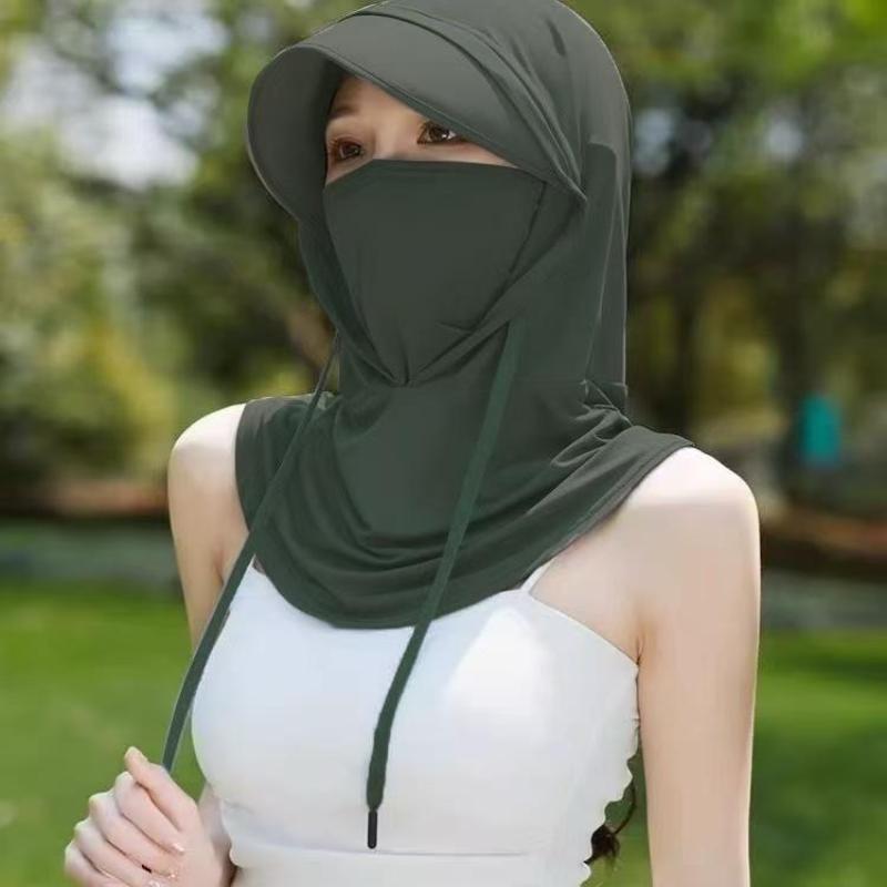 Ice Silk UV Protection Full Face Cover Hood Wide Brim Cooling Touch Breathable for Cycling Golf Outdoor Sports