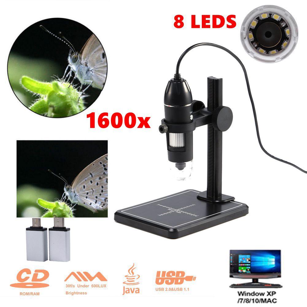 1600/1000/500X Digital Microscope for Soldering USB Electronic Microscope for Mobile Phone Repair LED Magnifier Camera LiftStand