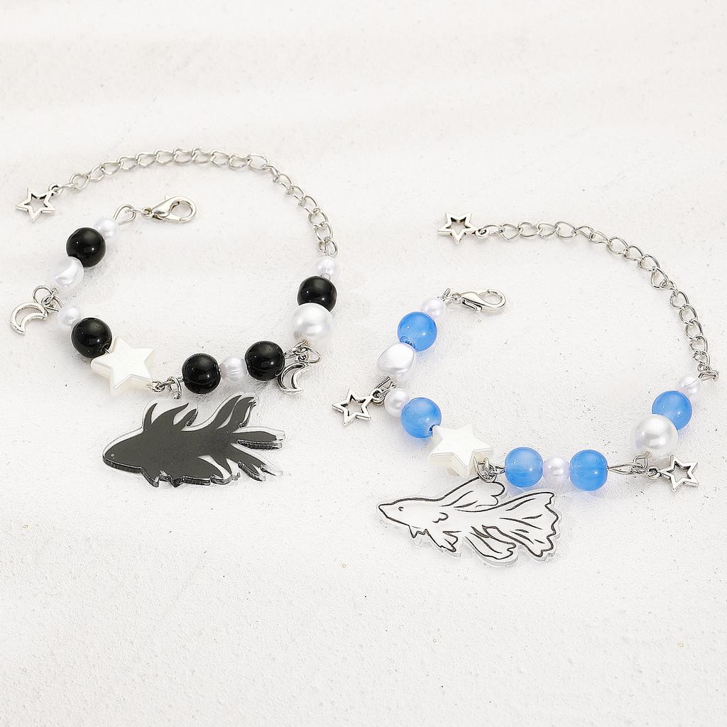 2025 Black and White Tropical Fish Handmade Bracelet Female Girlfriend Accessories Cold Niche Sweet and Cool Hot Girl Couple Bracelet