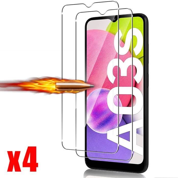 Protection d'écran en verre trempé - PROSHOP - Samsung Galaxy A03s - Lot de 4 - Résistance 9H - Anti-rayures