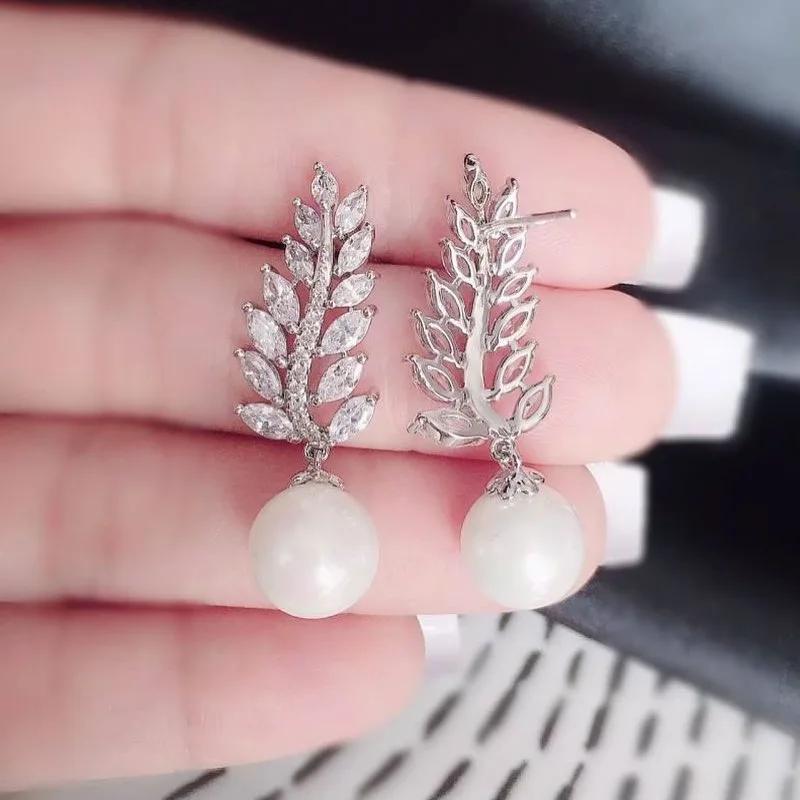 New Crystal Pendant Earrings with Zirconia Gorgeous Girls' Wedding Party Fashion Jewelry Light Luxury Personalized