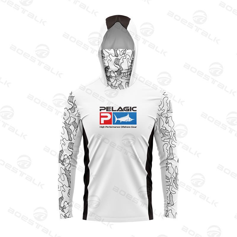 PELAGIC Ice Silk Sonnenschutz-Angel-Hoodie mit Nackenschutz – Leicht, Langarm für das Angeln mit Kunstködern im Freien