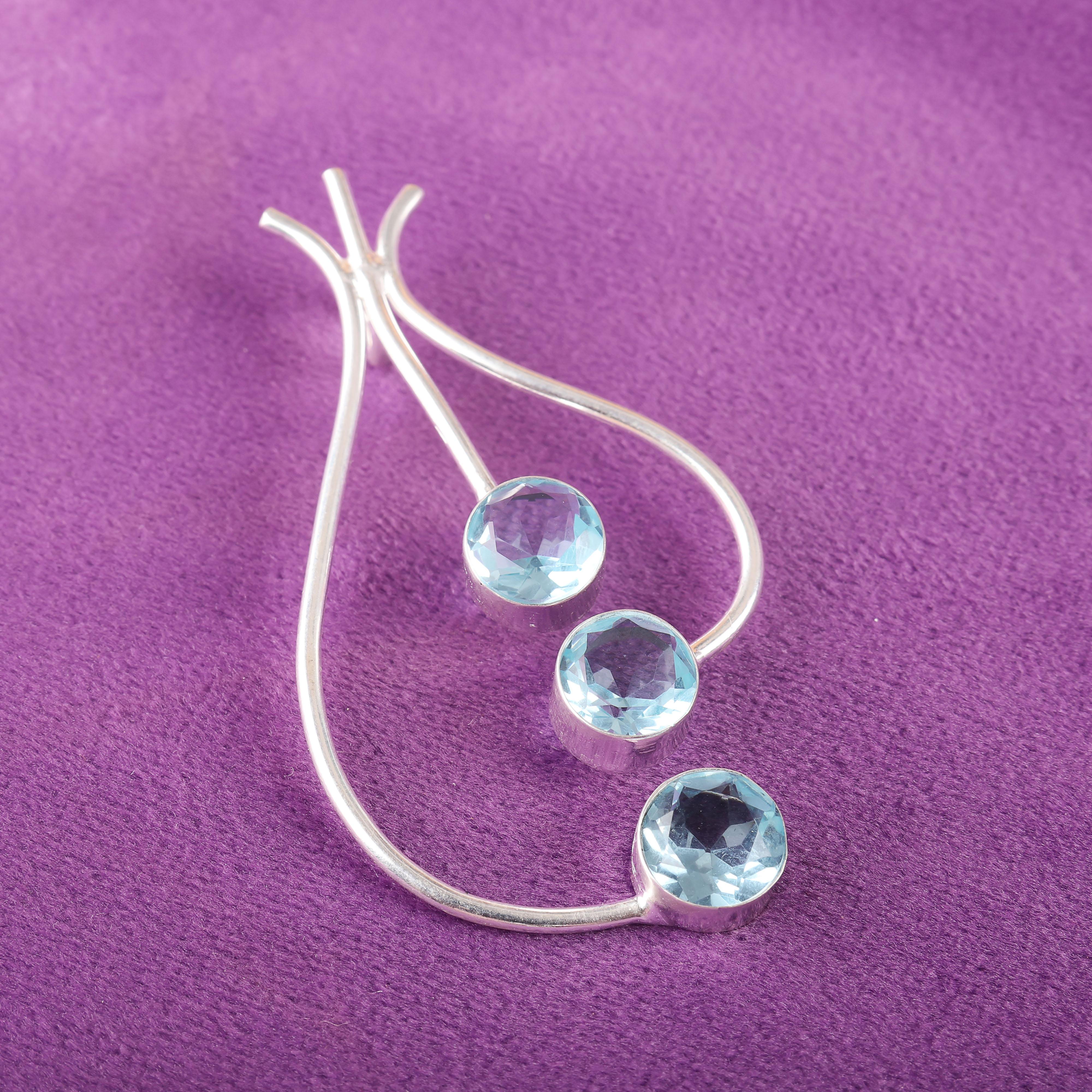 

Подвеска с драгоценным камнем «Небесно-голубой топаз», великолепные ювелирные изделия ручной работы, ювелирные изделия из цельного серебра 925 пробы, подвеска на каждый день для свадебного подарка 2.2 Inches синий