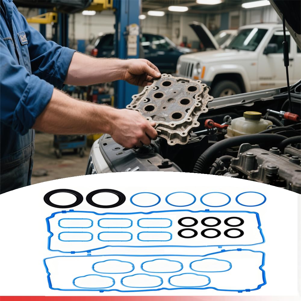 3.6L High-Performance Valve Cover Gasket Set + Intake Manifold Gasket Set 2011-| Compatible With Chrysler 200/300, Dodge Challenger/Jeep
