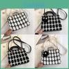 Wool Blend Girl Shoulder Bag With Plaid Pattern For Casual Daily Use