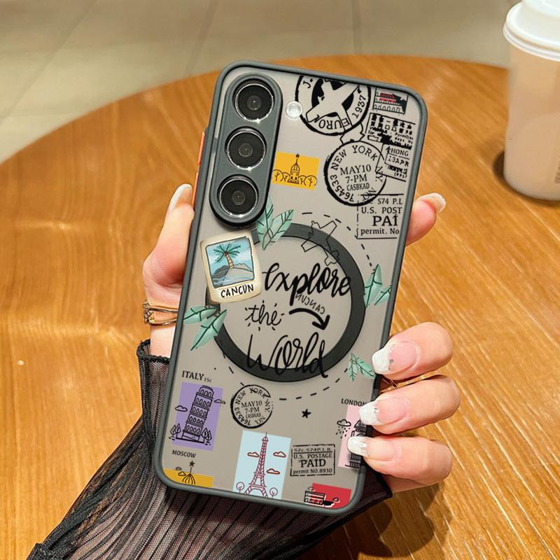 

Travel Airplane Pattern Magnetic Phone Case For Samsung Galaxy A37 A17 A56 A36 A55 A35 A26 A16 A25 A15 A54 A14 A34 Acrylic Cover Galaxy A37