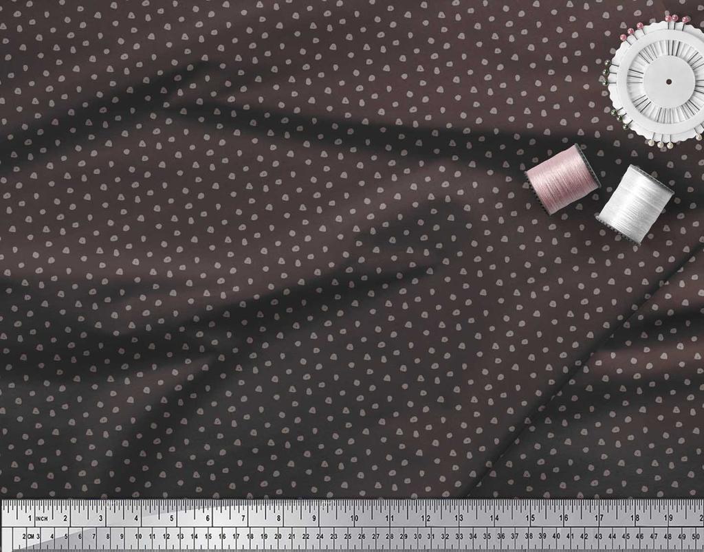 Soimoi Brown Japan Crepe Satin Fabric Brush Stroke Abstract Print Fabric by the Metre 42 Inch