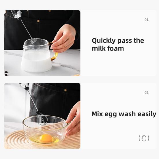 Electric Milk Frother Rechargeable Egg Beater 3 Speeds Wireless Egg Whisk Handheld Foam Maker for Latte Cappuccino