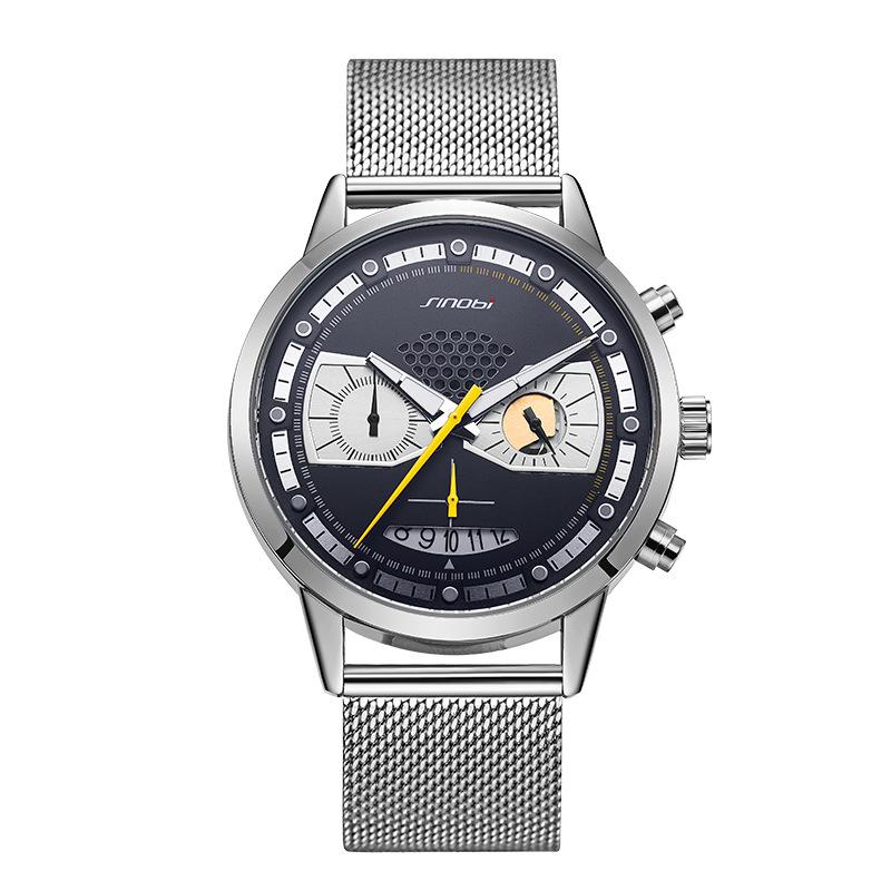 Sinobi Men s Multifunctional Quartz Watch with Mesh Strap - Model 9814