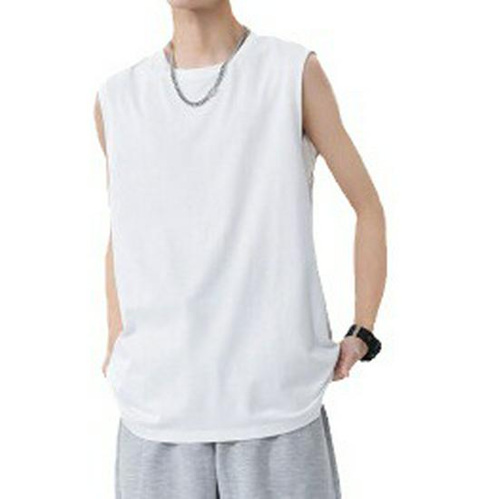 Men's Wide Shoulder Sleeveless Muscle Tank Top - Breathable, Loose Fit, Cotton, Plus Size Fitness Shirt