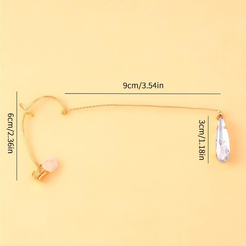 Elegant Drop Shape Ear Clips Featuring High Quality Rhinestones Comfort Fit for Long Wear Sturdy Copper