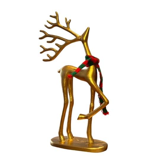 1/2 יחידות פסל אייל חג המולד עם צעיף פסלון צללית אייל מינימליסטי פיסול צבי קישוט קישוט שולחני לבית למשרד
