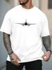 Unisex O Neck Tee Simple Airplane Silhouette Graphic Print Cotton Short Sleeve Loose Summer Breathable Daily Casual Basic Wear Top